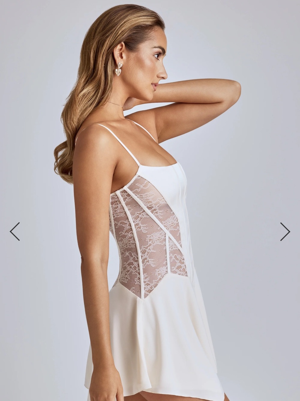 Anniken Lace Handkerchief Hem Mini Dress in Ivory - Picture 4 of 8
